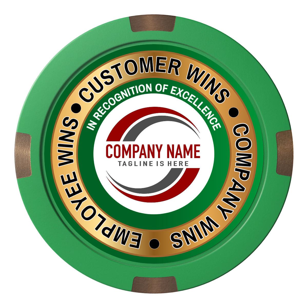 Gold Standard Composite & Metal Hybrid Poker Chips - Green - Back