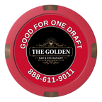 Branded Logo Bar Drink Token Composite & Metal Hybrid Poker Chips - Red / 4 Spot - Back