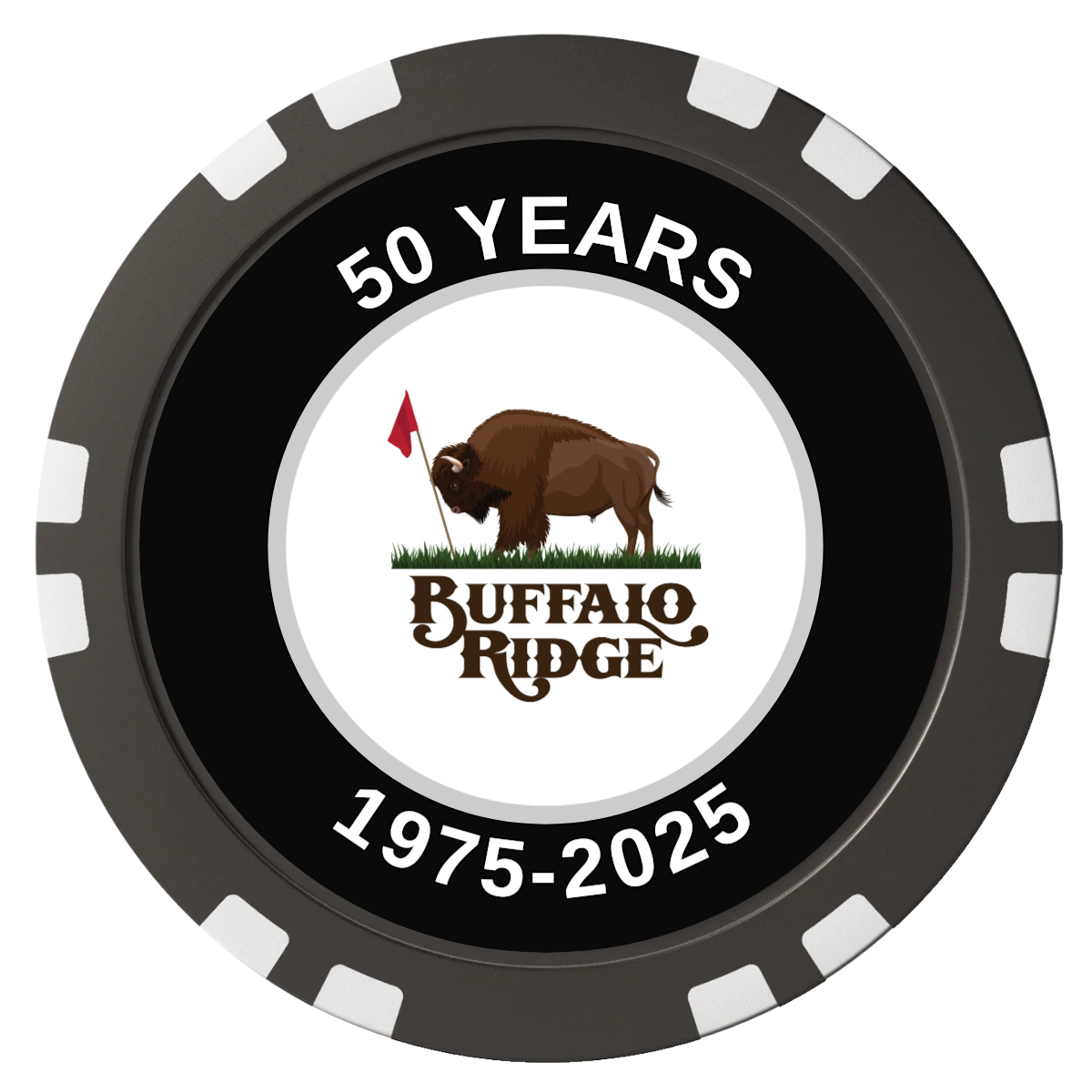 Branded Golf Pro Shop Composite Poker Chips - Black / Double Stripe - Back