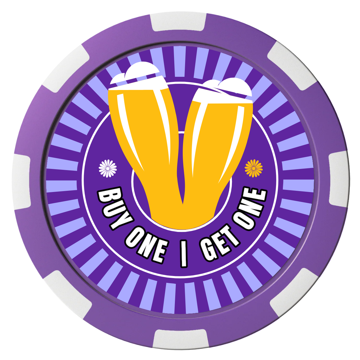 Double Pint Composite Poker Chips - Purple / 8 Spot - Front