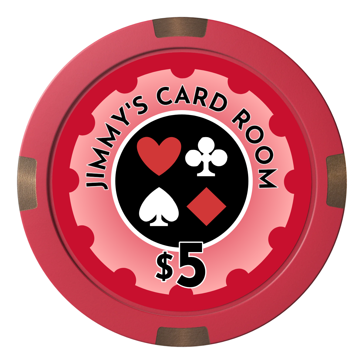 Your Four Suits Composite & Metal Hybrid Poker Chips - Red - Front