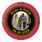 Save the Date Text Composite & Metal Hybrid Poker Chips - Red - Back