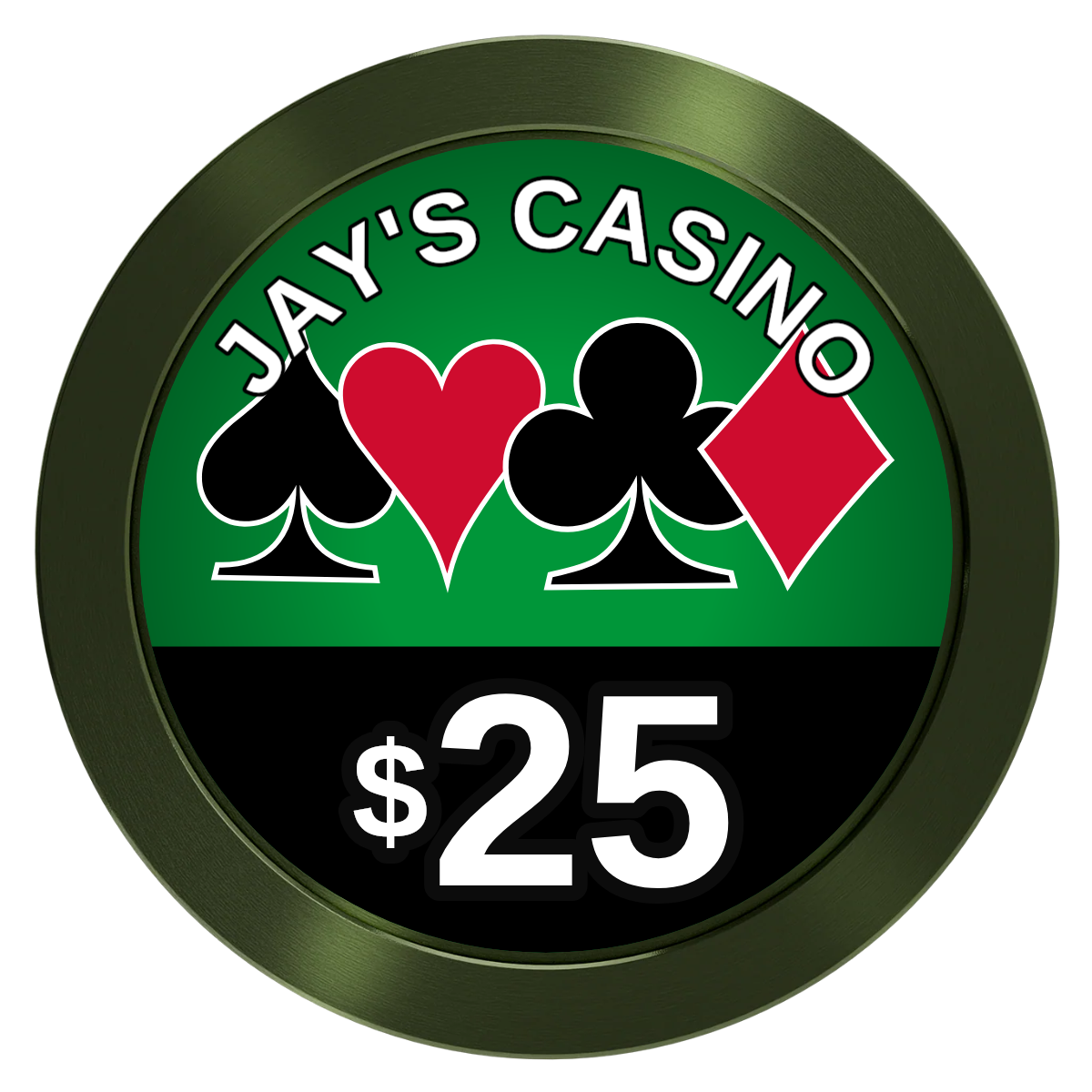 Jay's Casino Aluminum Poker Chips - Green - Front