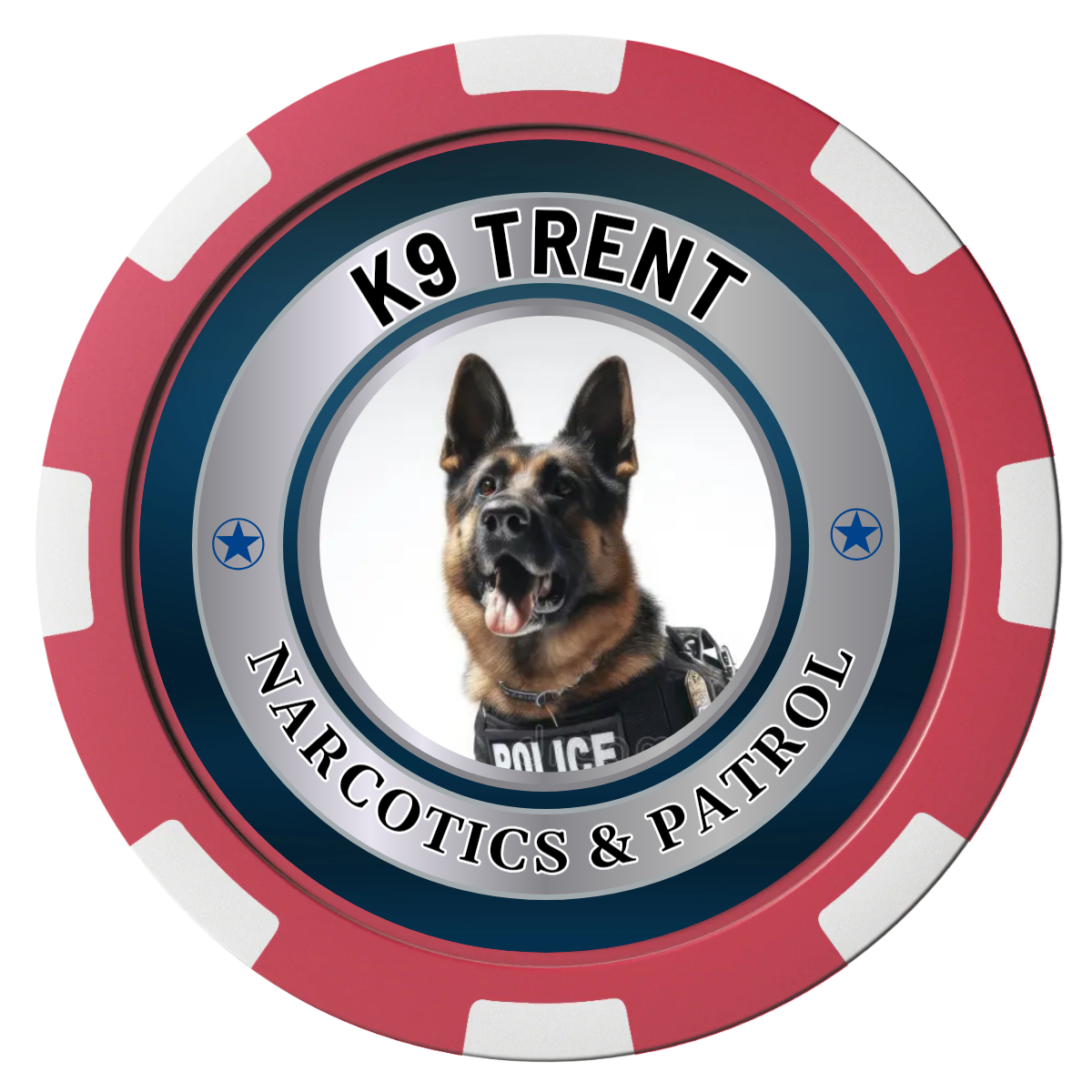 K-9 Trent Magnetic Composite Poker Chips - Red / 8 Spot - Front