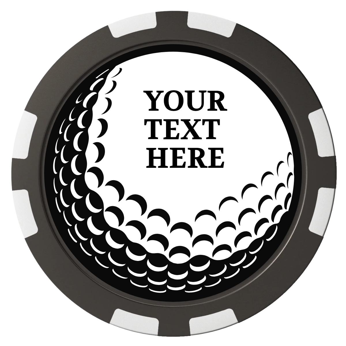 Hole In One Composite Poker Chips - Black / 8 Stripe - Front