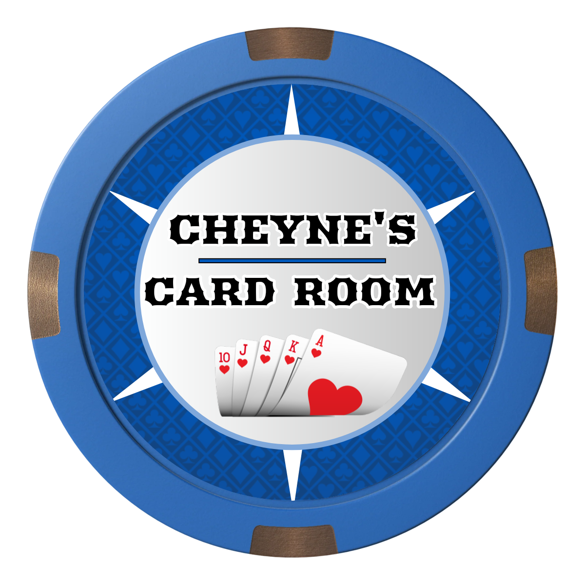 Cheyne's Card Room Composite & Metal Hybrid Poker Chips - Blue - Front