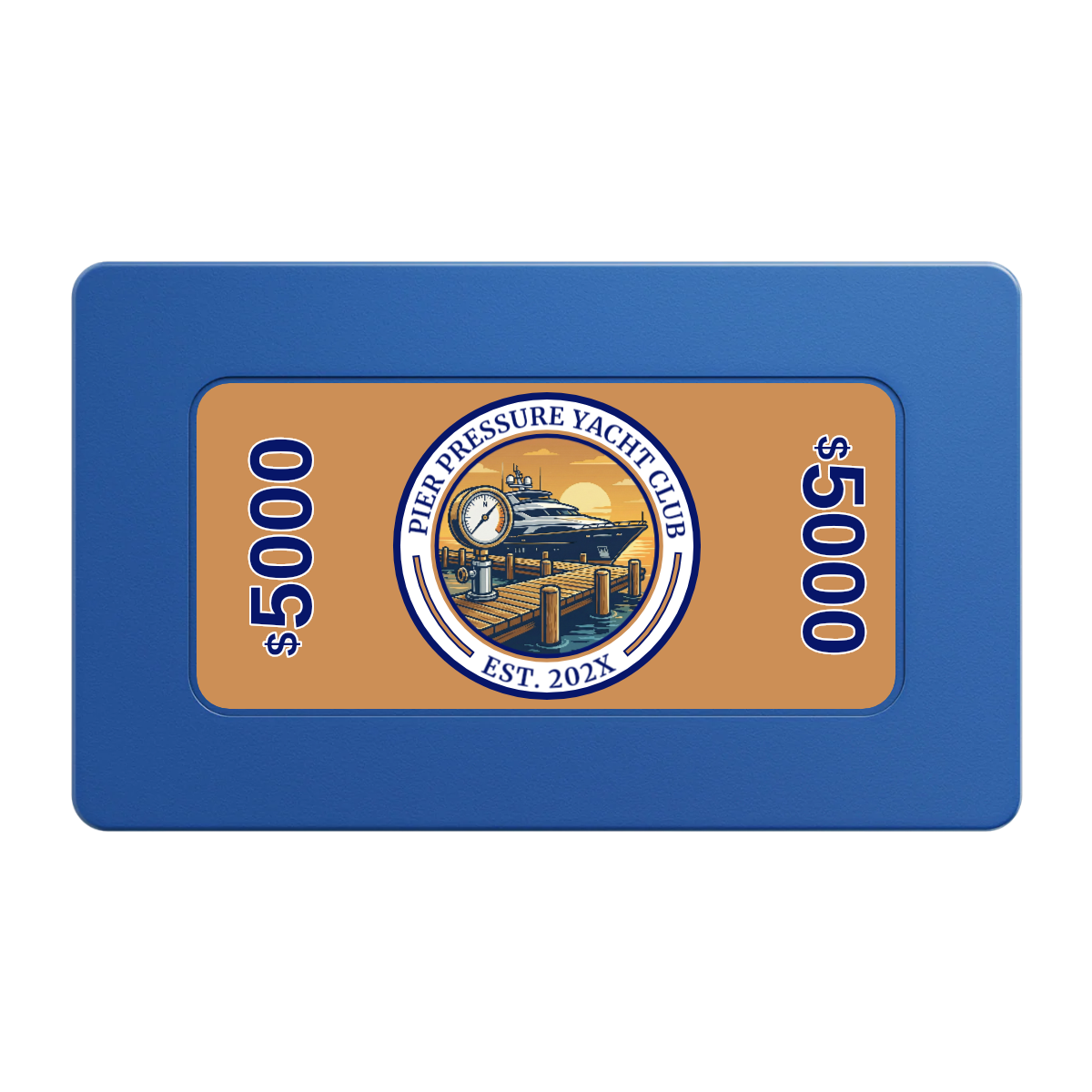 Anchor Down Card Room Rectangular Poker Chip Plaques - Blue - Front