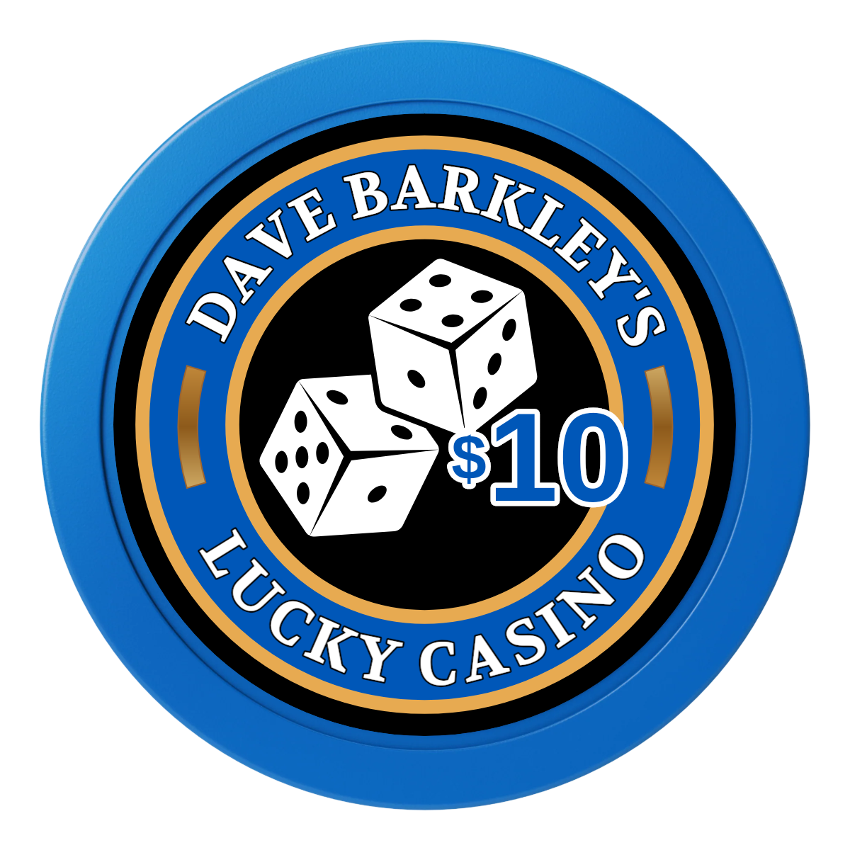Dave's Lucky Casino 2" Oversized Poker Chips - Blue - Back