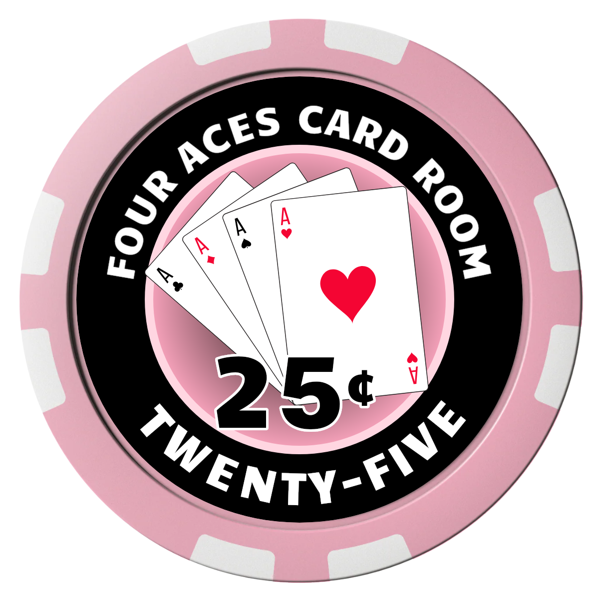 4 Aces Poker Room Composite Poker Chips - Pink / 8 Stripe - Front