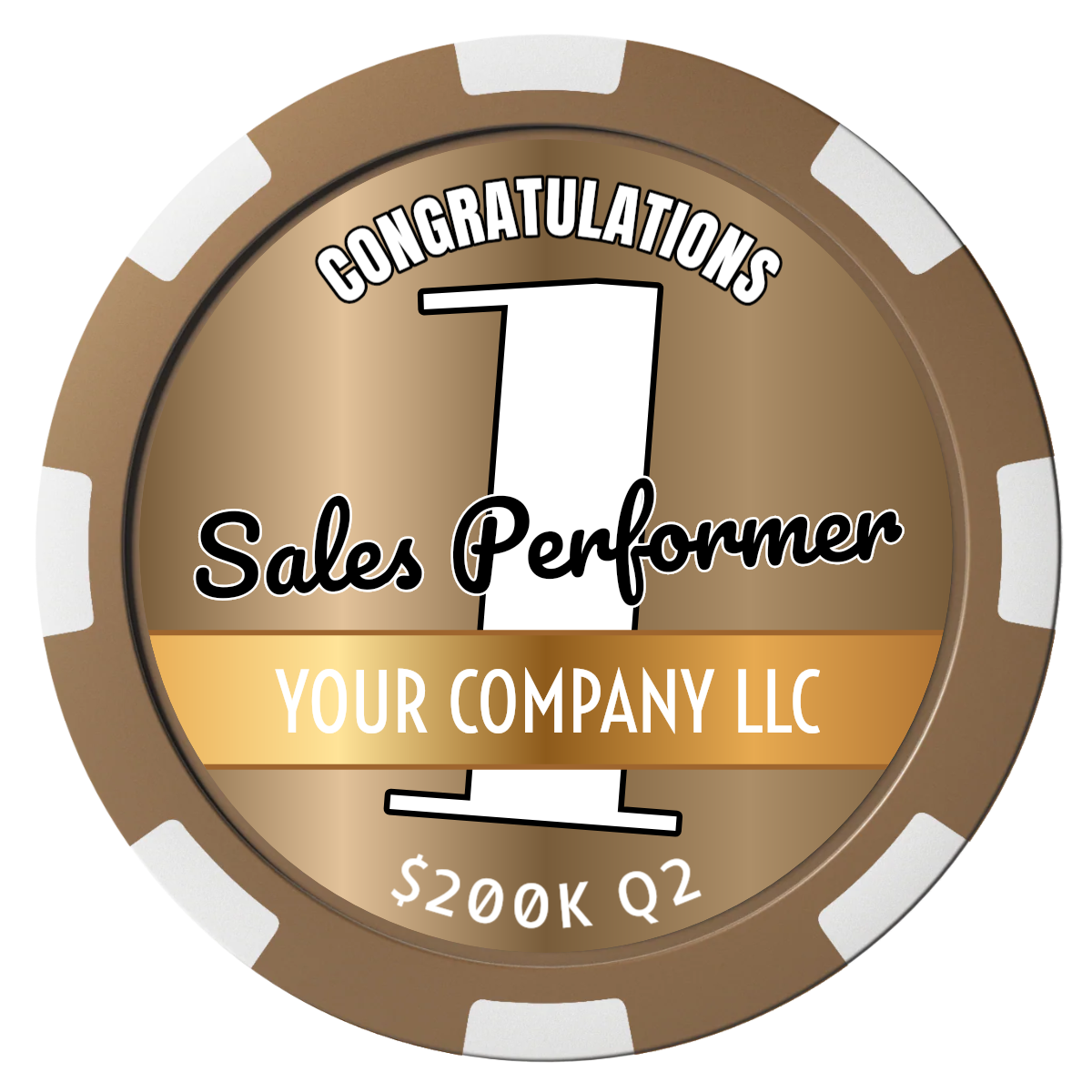 Top Sales Performer Composite Poker Chips - Brown / 8 Spot - Front