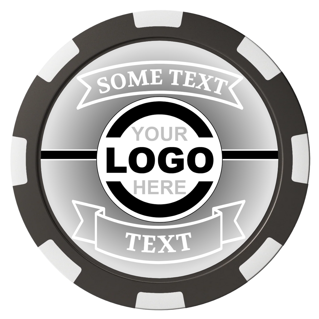 Double Banner Magnetic Composite Poker Chips - Black / 8 Spot - Front