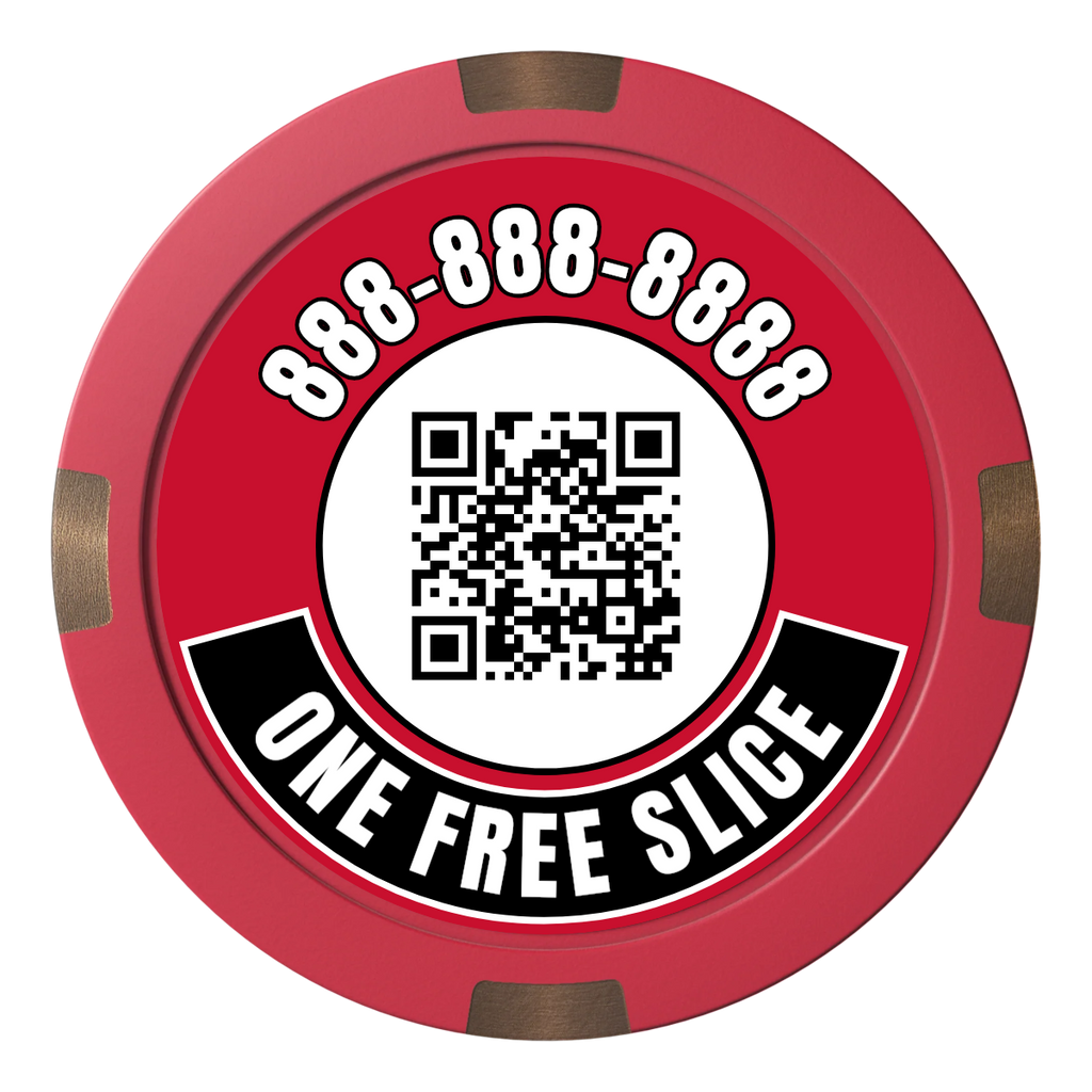 Brew Pub or Pizzeria with Logo Composite & Metal Hybrid Poker Chips - Red - Back