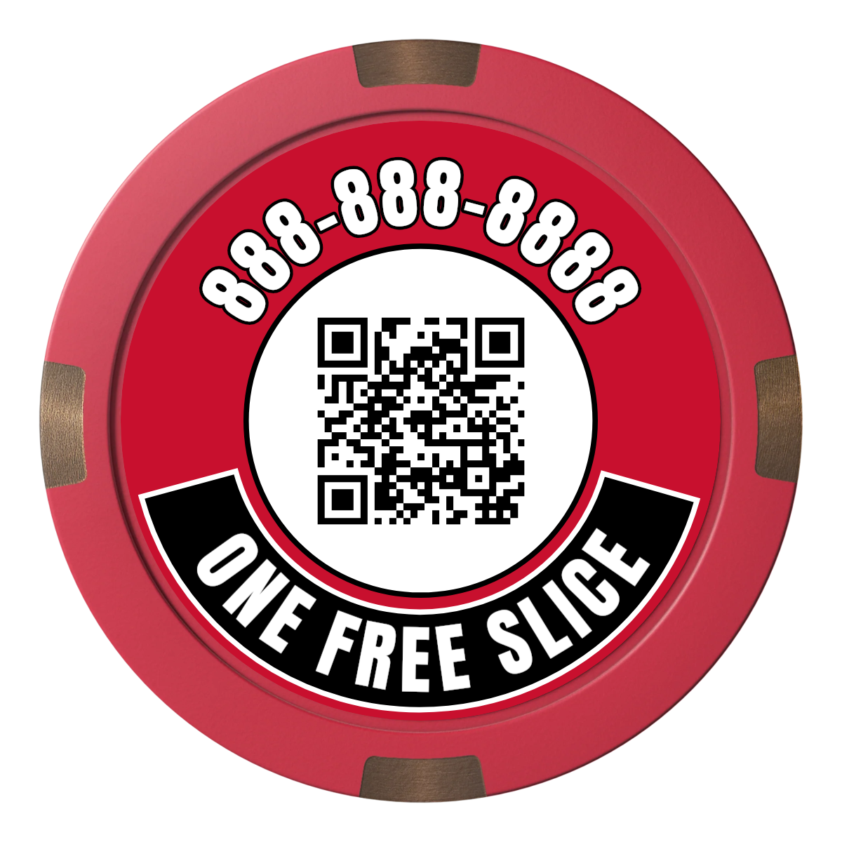 Brew Pub or Pizzeria with Logo Composite & Metal Hybrid Poker Chips - Red - Back