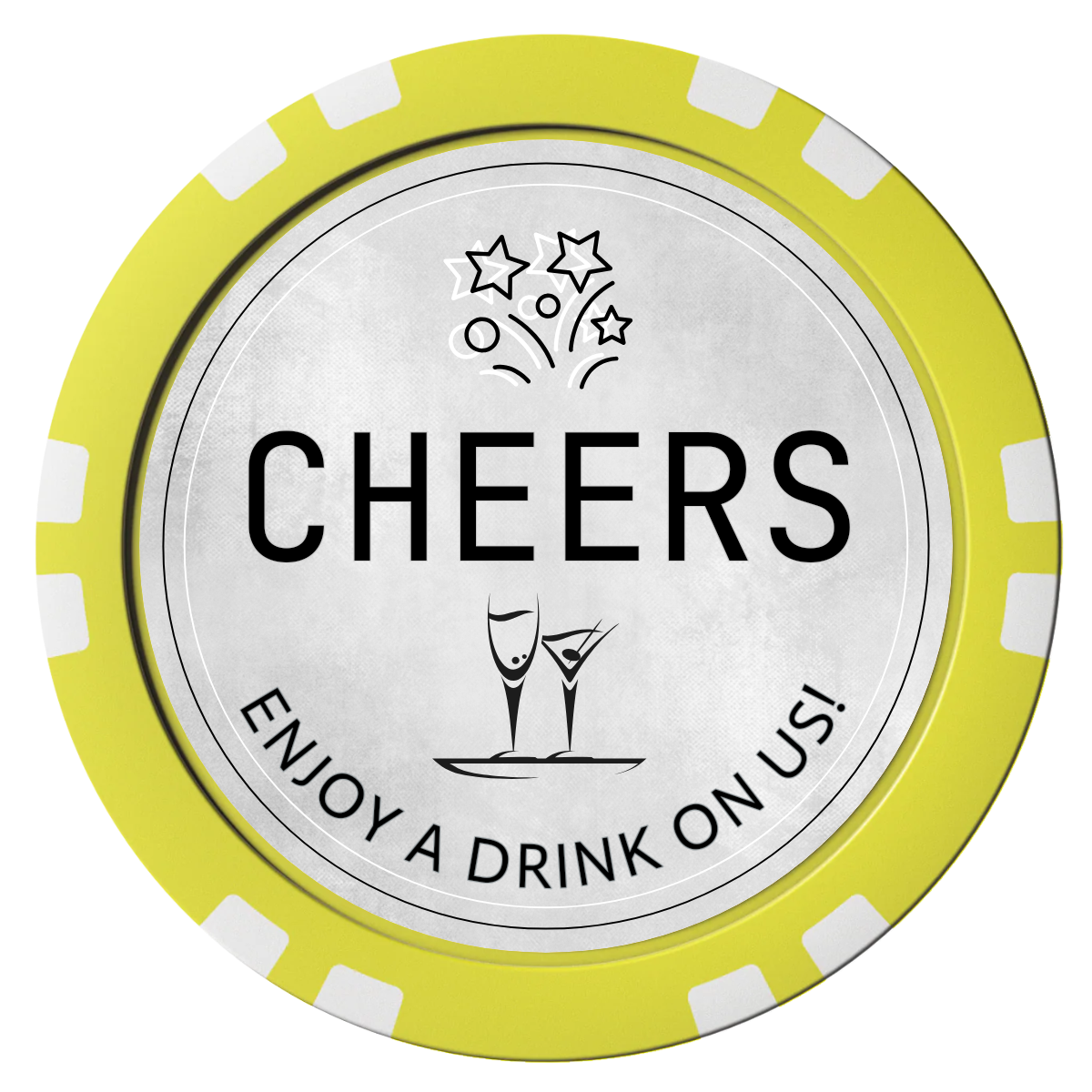 Chique Wedding Token Composite Poker Chips - Yellow / Double Stripe - Front