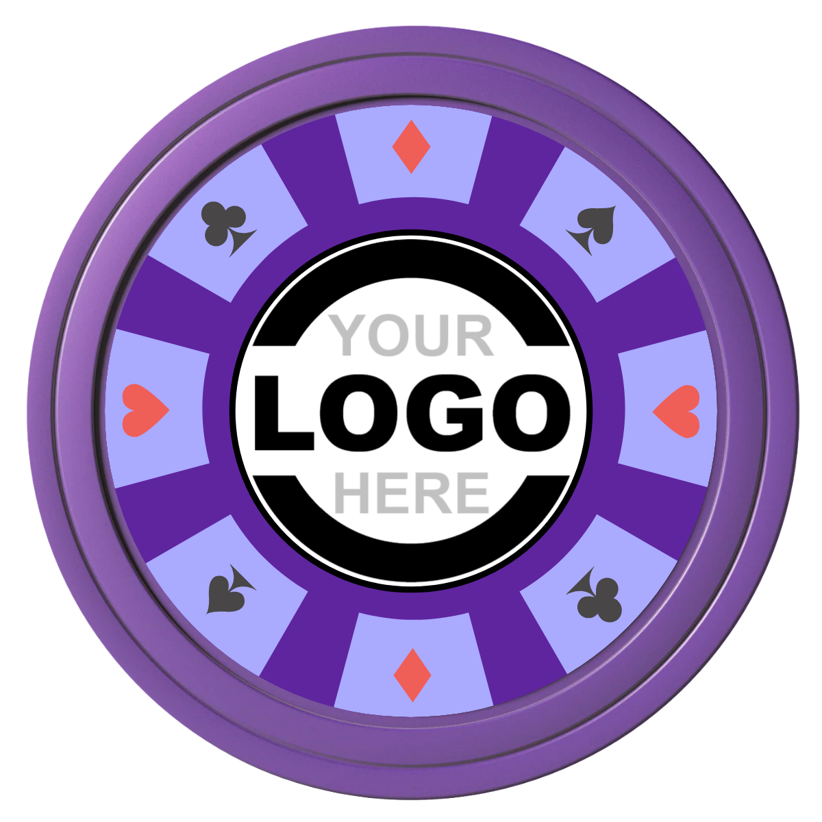 Suit 8 Your Logo Composite Poker Chips - Purple / Solid - Front