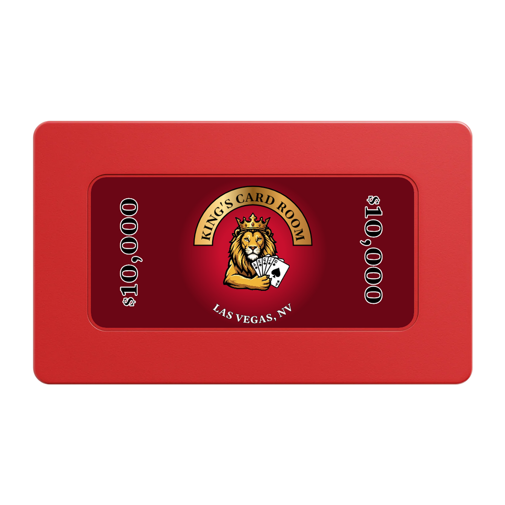 King's Card Room Rectangular Poker Chip Plaques - Red - Back