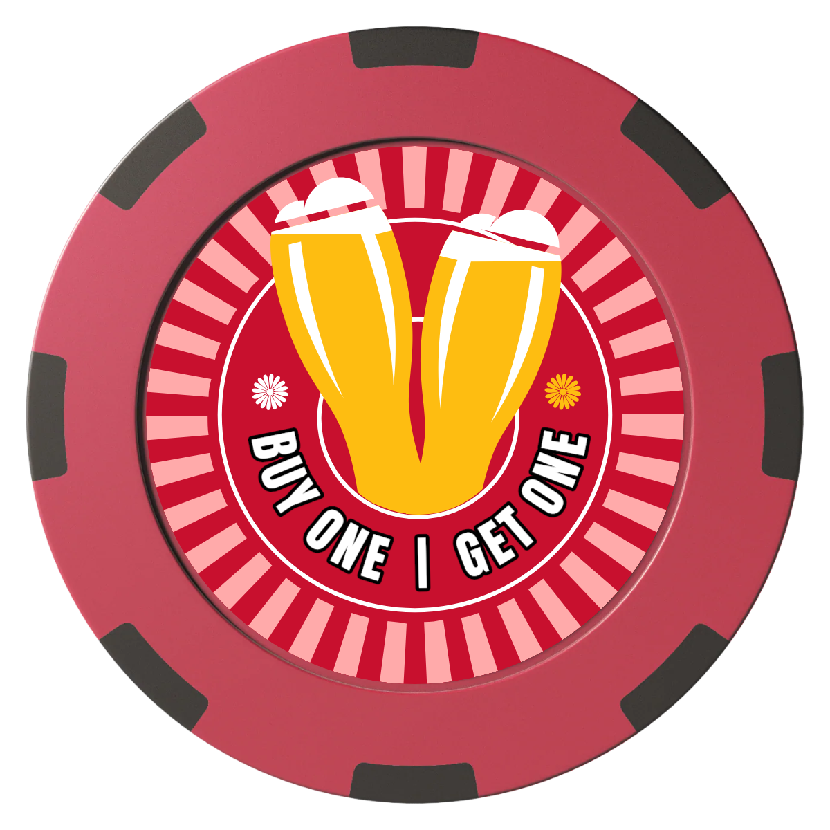 Double Pint Clay Poker Chips - Red / 8 Spot (2 Tone) / 40mm - Front