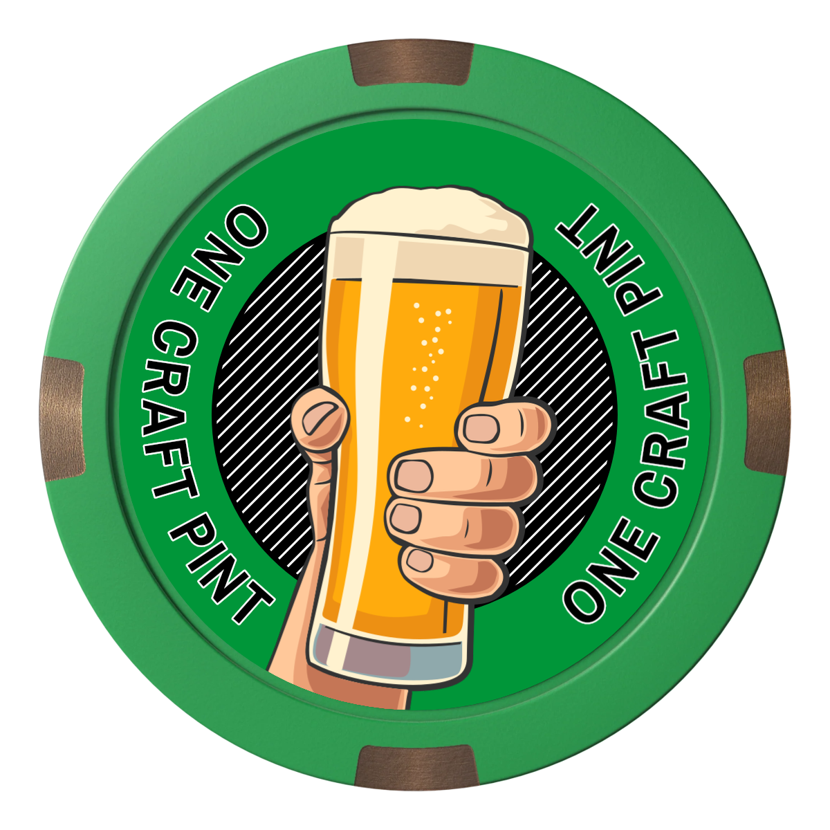 Drink On Us Composite & Metal Hybrid Poker Chips - Green - Front