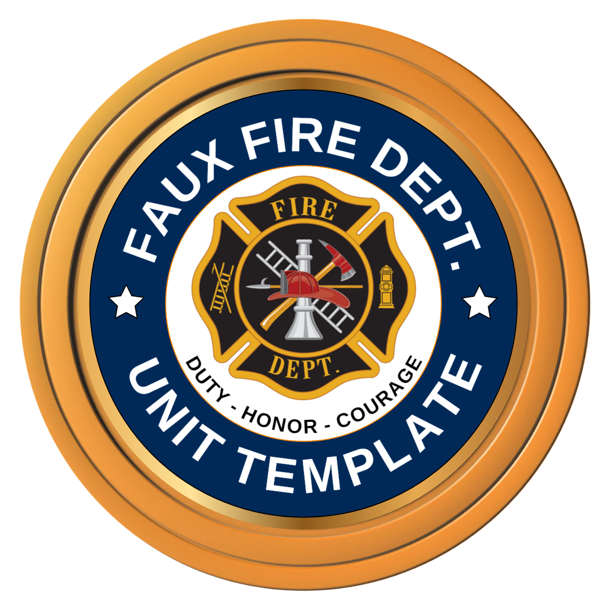 Faux Fire Dept. #01 Composite Poker Chips - Orange / Solid - Front
