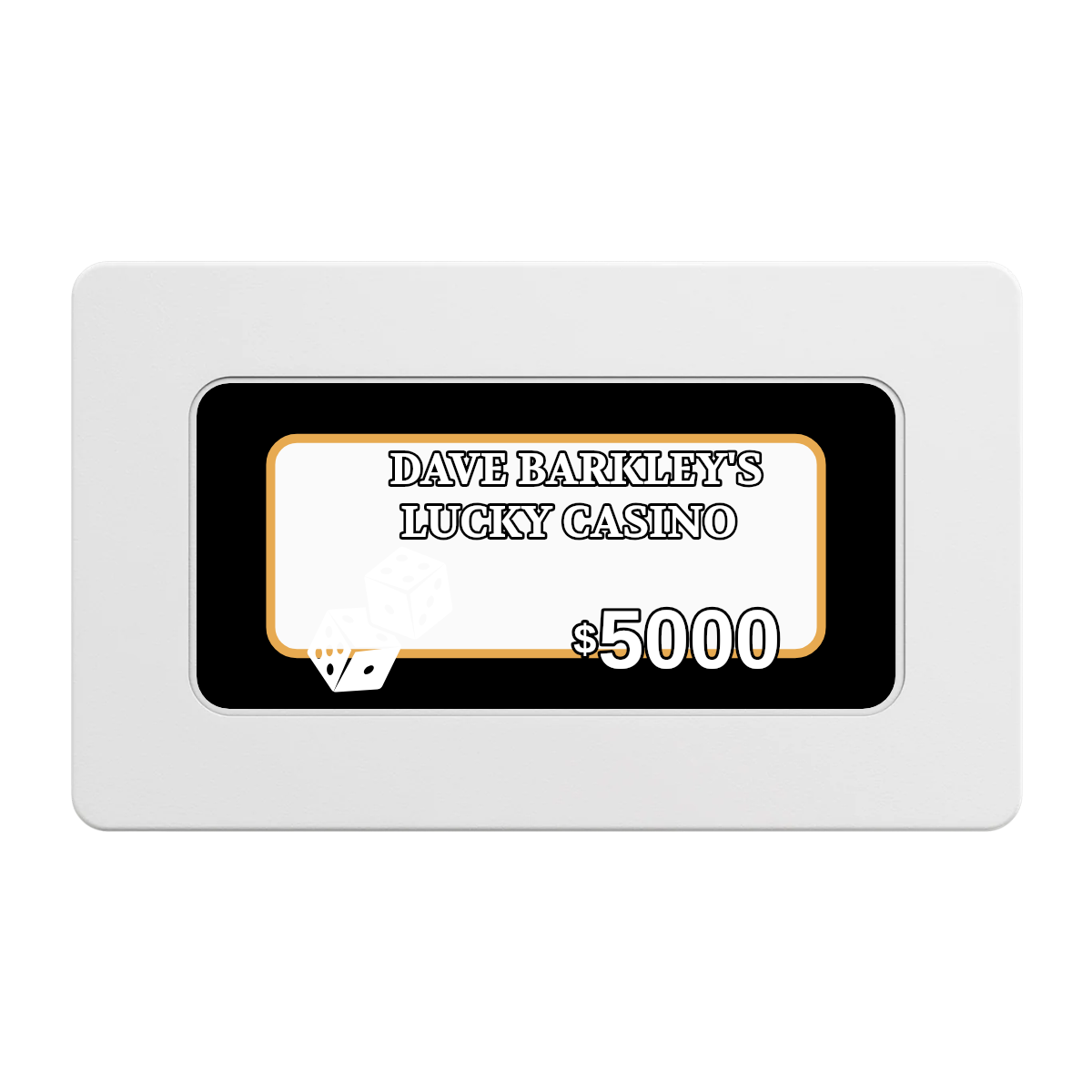 Dave's Lucky Casino Rectangular Poker Chip Plaques - White - Front