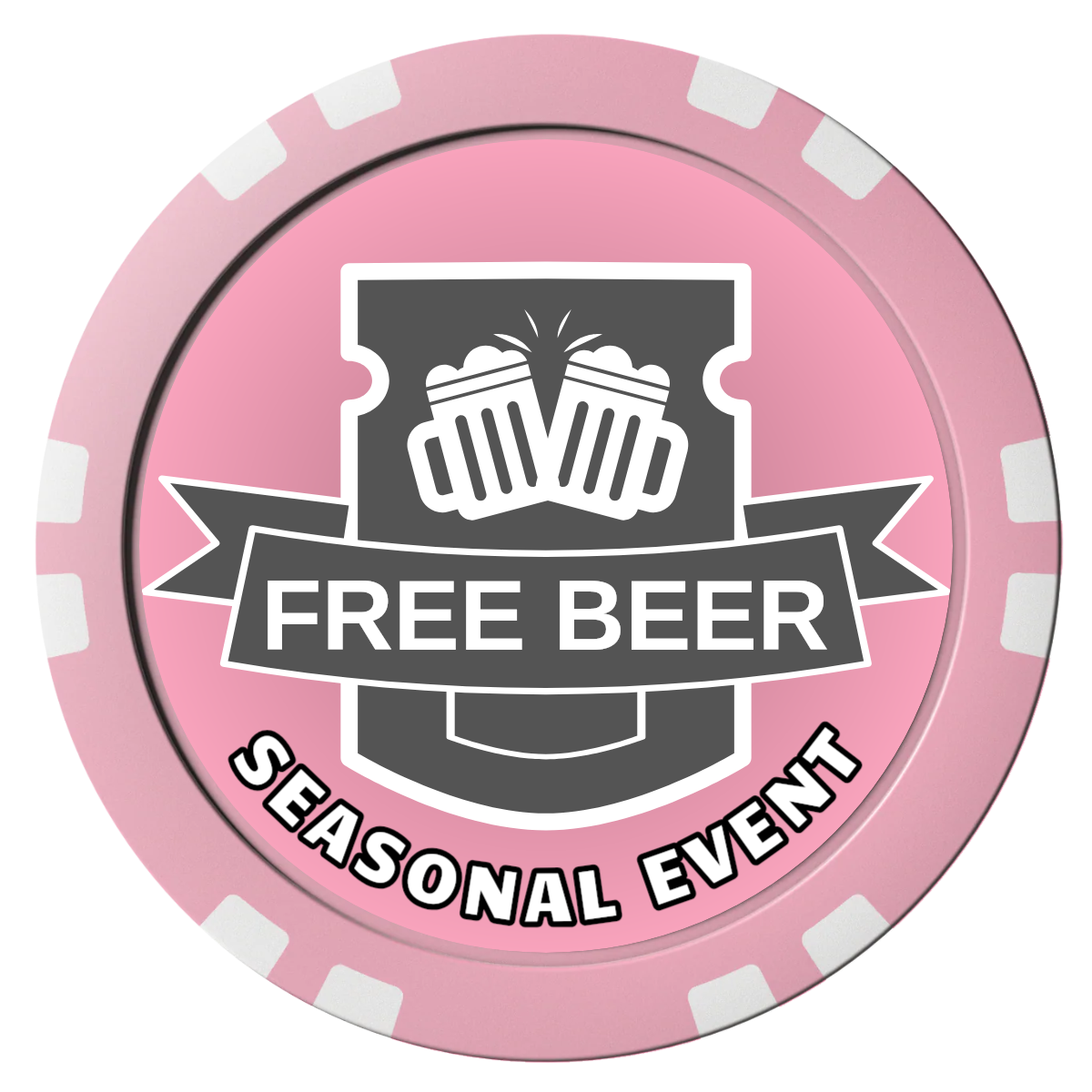 Craft Beer #001 Composite Poker Chips - Pink / Double Stripe - Front