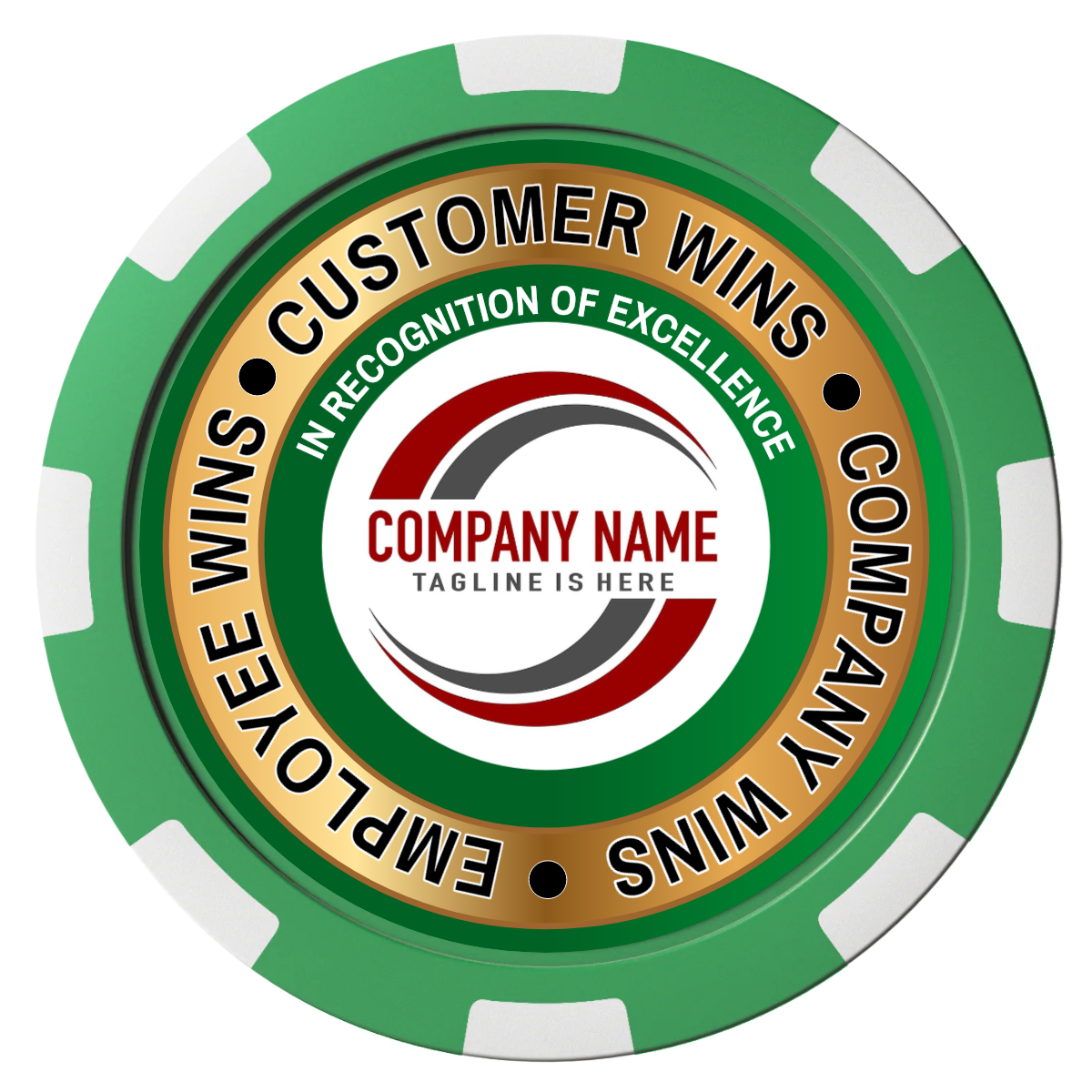 Gold Standard Magnetic Composite Poker Chips - Green / 8 Spot - Front
