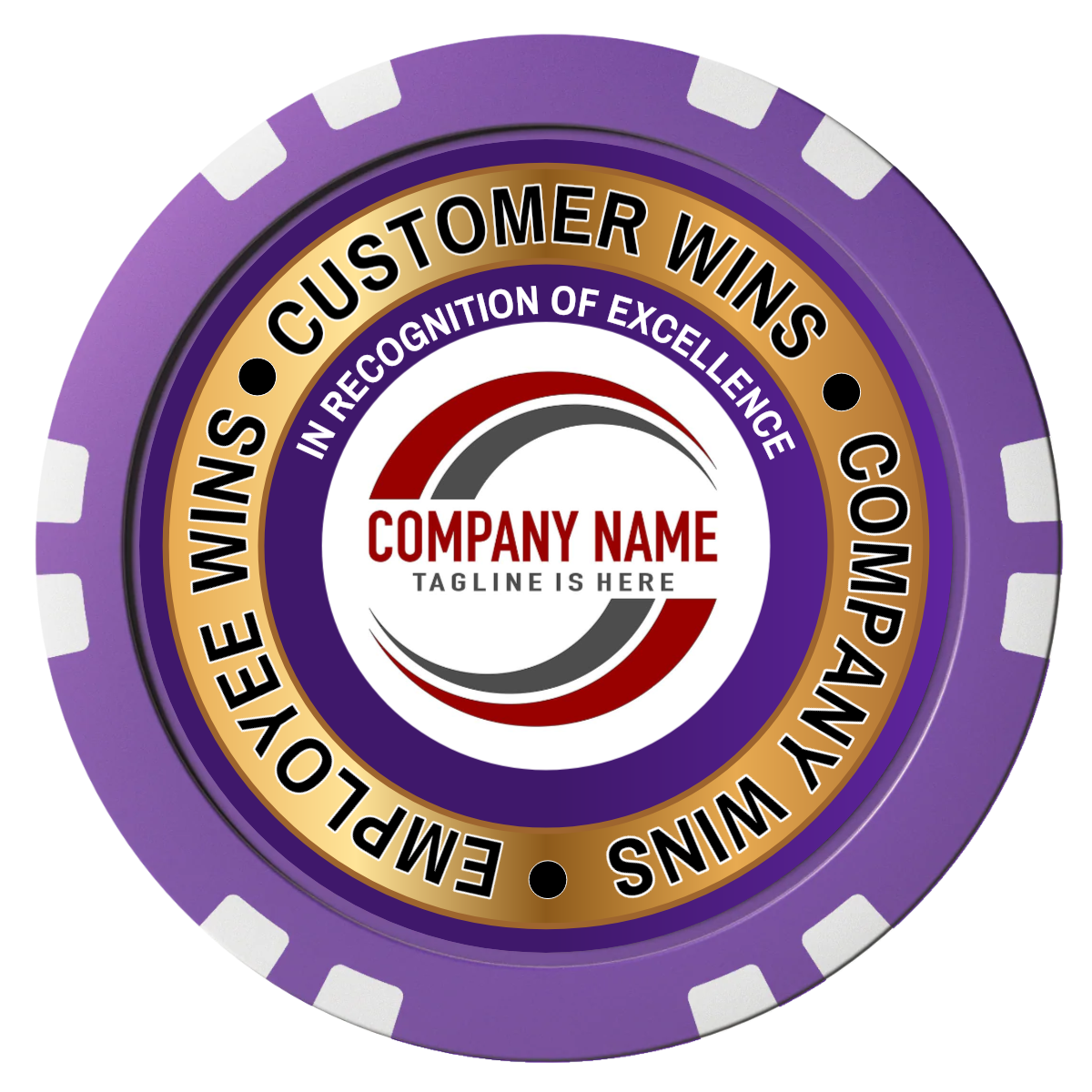 Gold Standard Composite Poker Chips - Purple / Double Stripe - Front