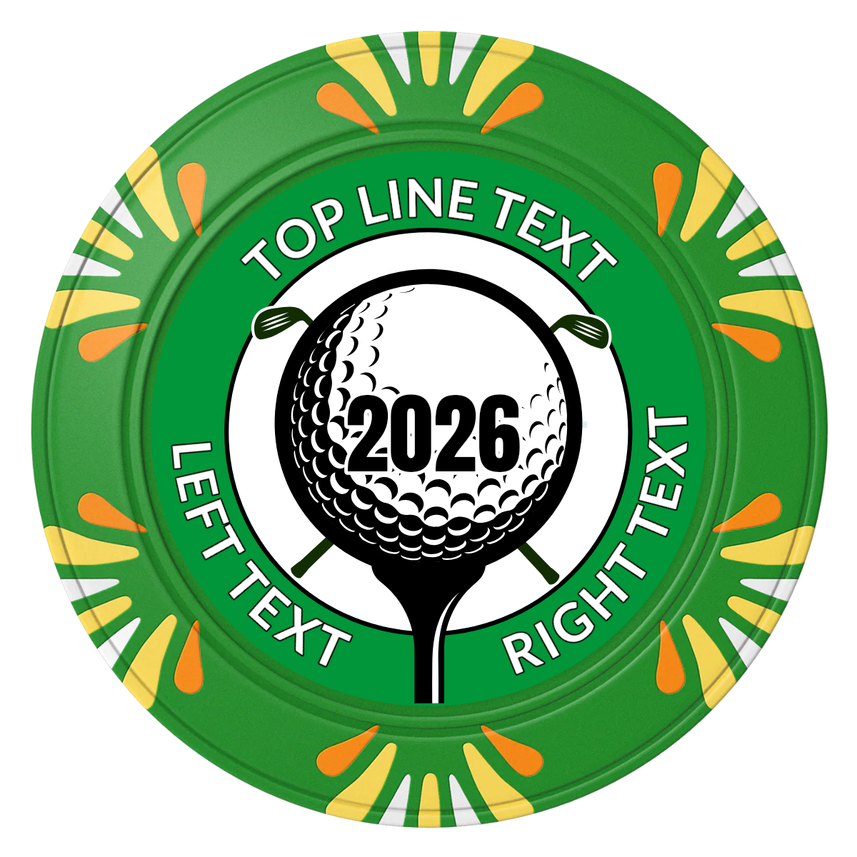 Tee it up Clay Poker Chips - Green / Macau / 40mm - Front