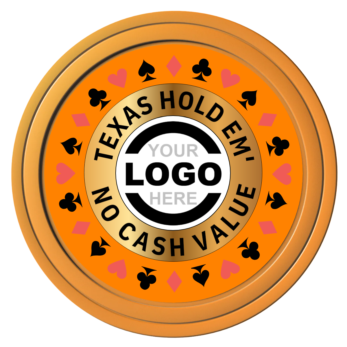 Texas Hold Em' Composite Poker Chips - Orange / Solid - Front