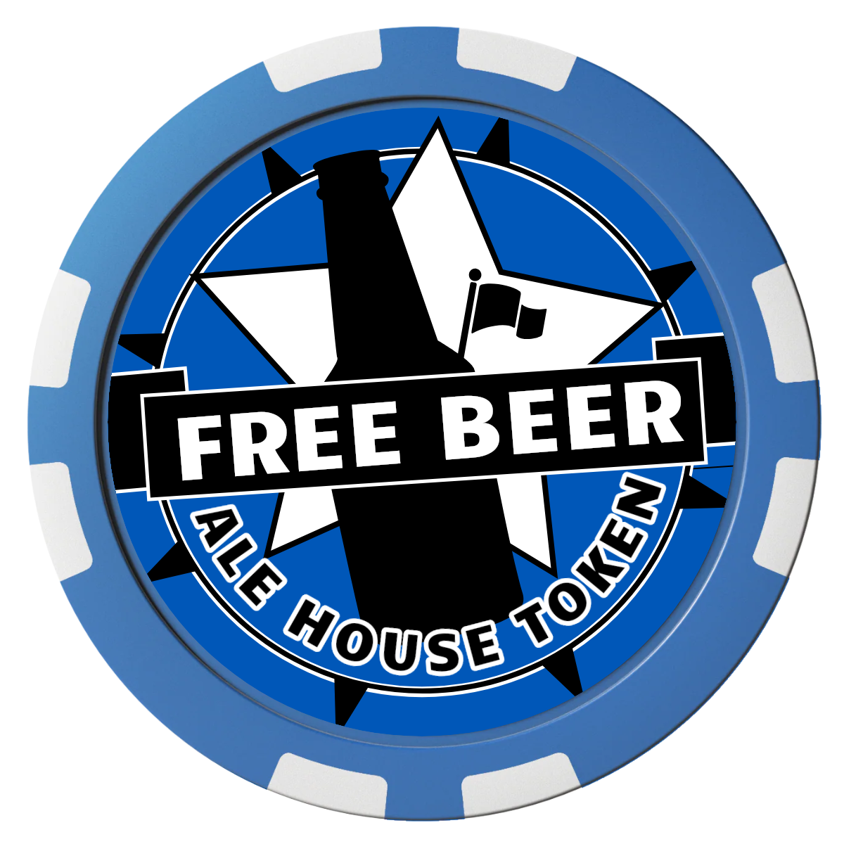 Free Beer Drink Composite Poker Chips - Blue / 8 Stripe - Front