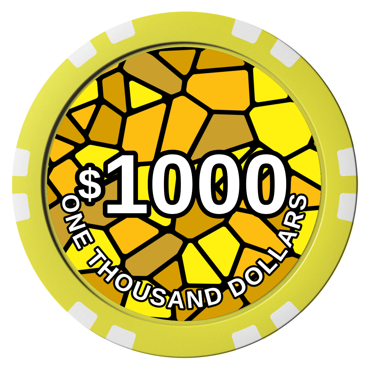 Stained Glass Composite Poker Chips - Yellow / Double Stripe - Front