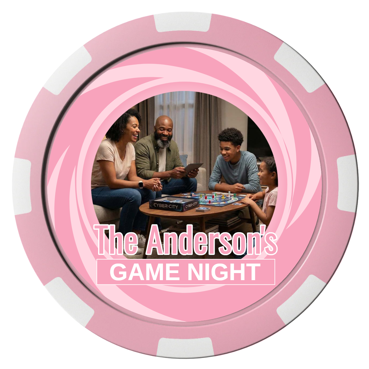 Anderson's Game Night Composite Poker Chips - Pink / 8 Spot - Front