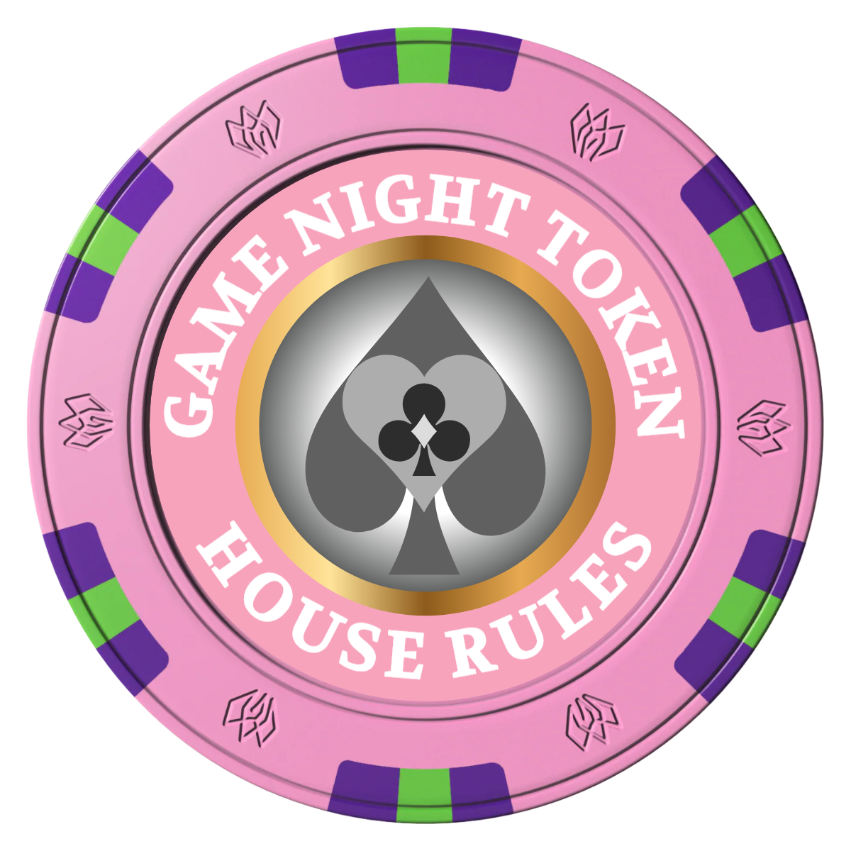 Stacked Suits Clay Poker Chips - Pink / 6 Spot Gem / 40mm - Front
