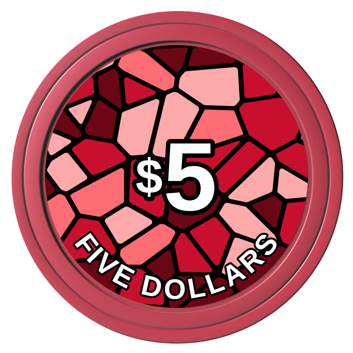 Stained Glass Composite Poker Chips - Red / Solid - Front