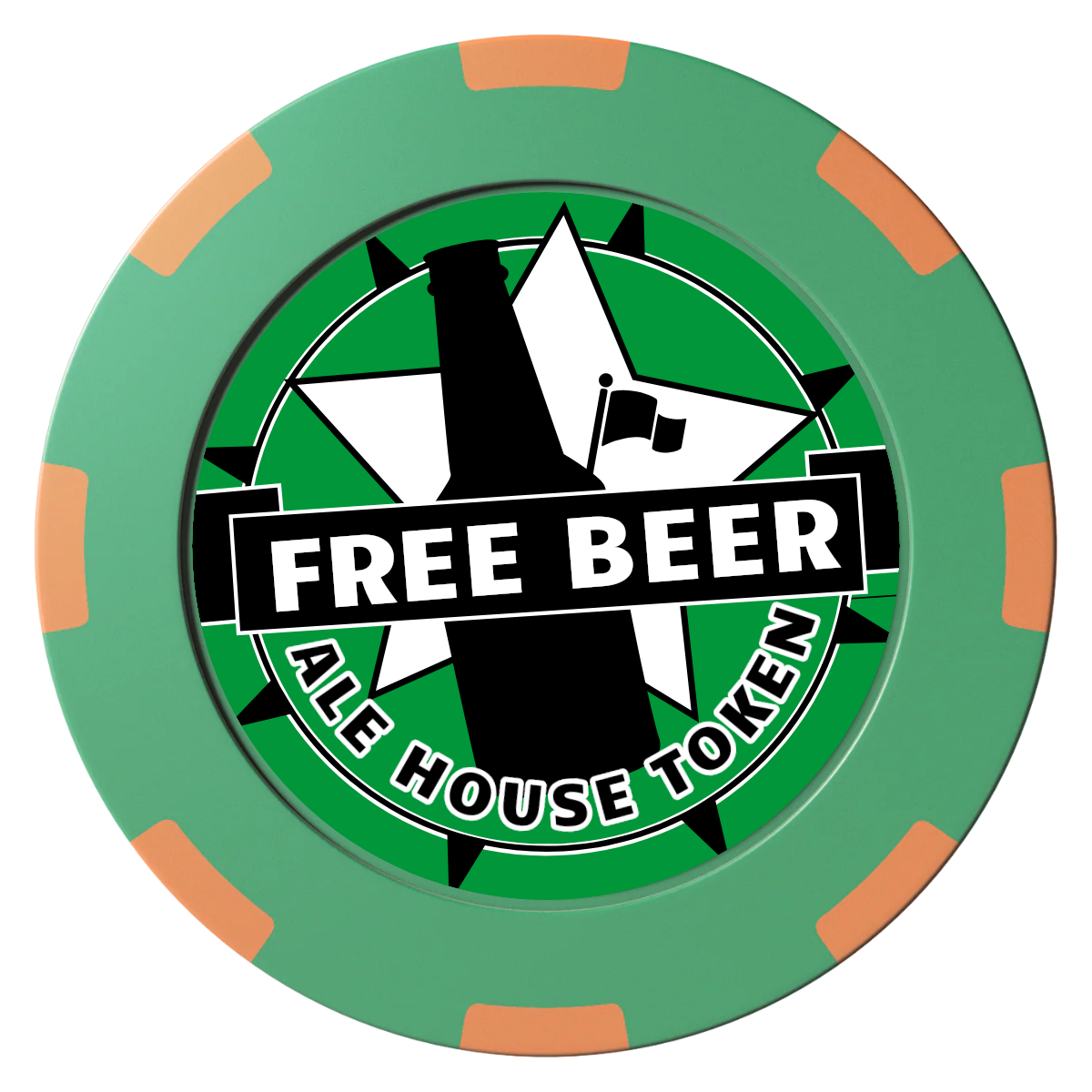 Free Beer Drink Clay Poker Chips - Green / 8 Spot (2 Tone) / 40mm - Front