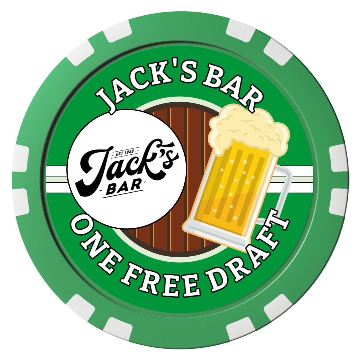 Barnyard Brew Composite Poker Chips - Green / Double Stripe - Front