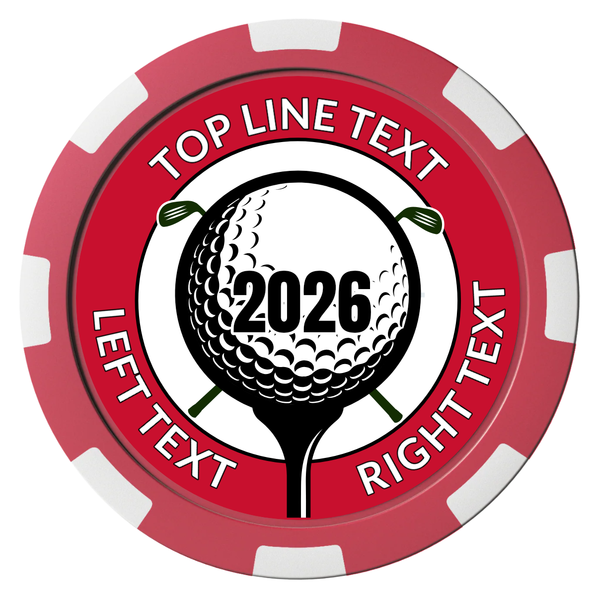 Tee it up Composite Poker Chips - Red / 8 Spot - Front