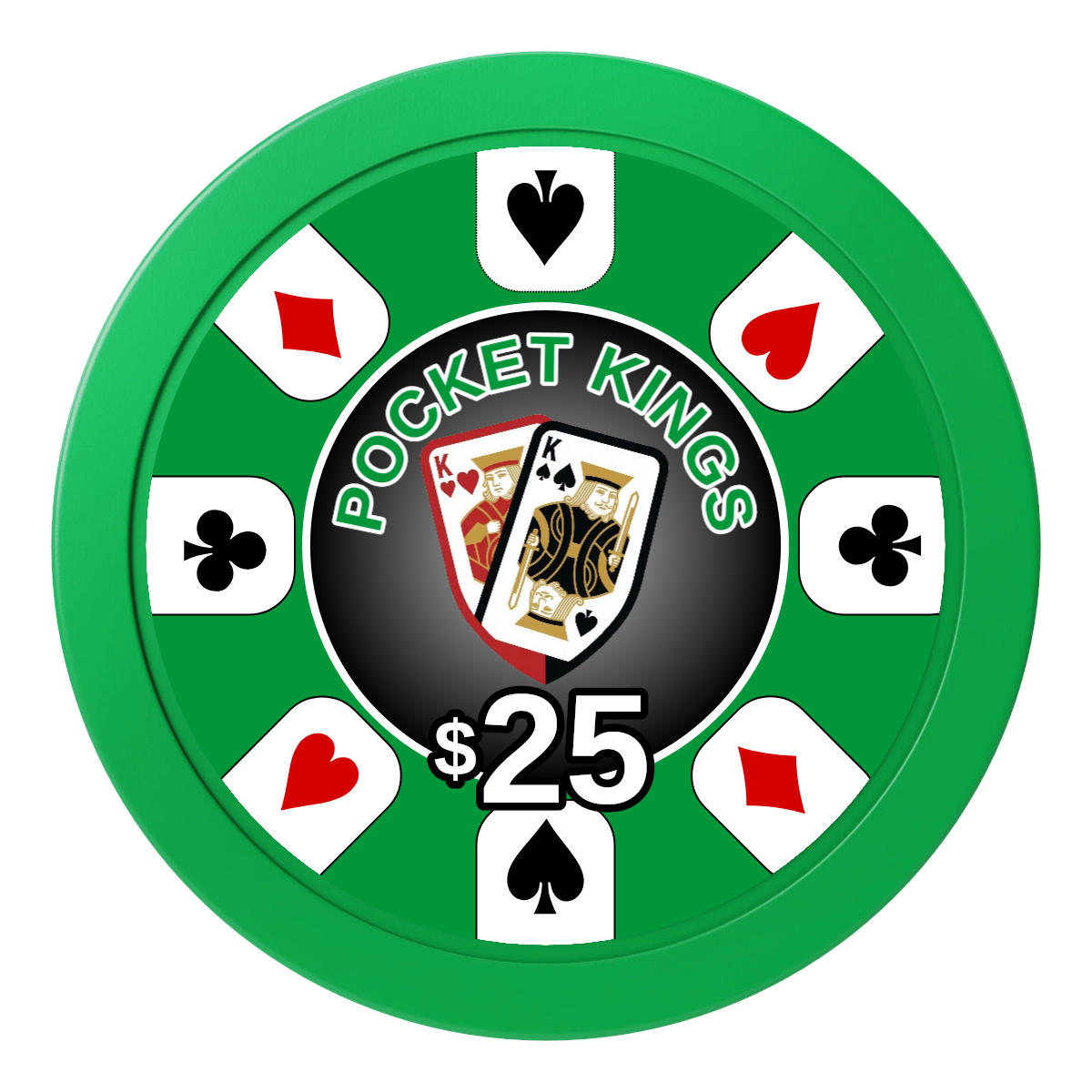 Pocket Kings 2" Oversized Poker Chips - Green - Front