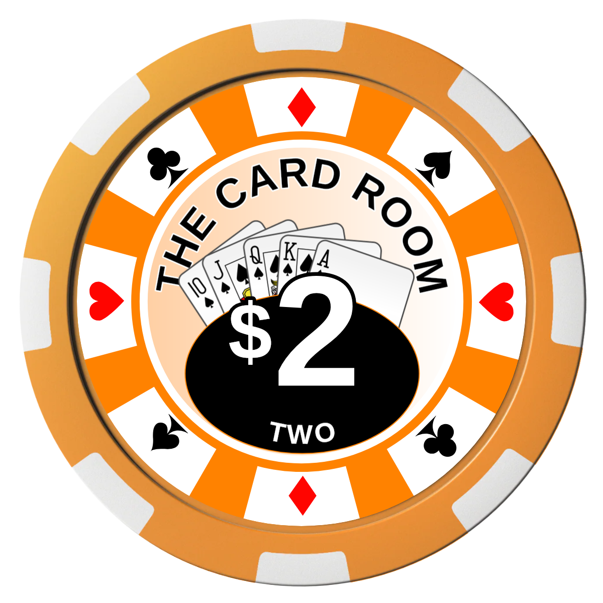 A Suitable Design Composite Poker Chips - Orange / 8 Spot - Front