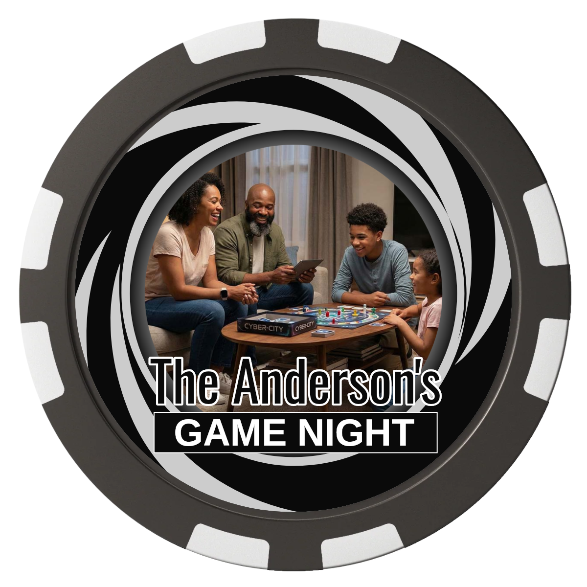 Anderson's Game Night Composite Poker Chips - Black / 8 Stripe - Back