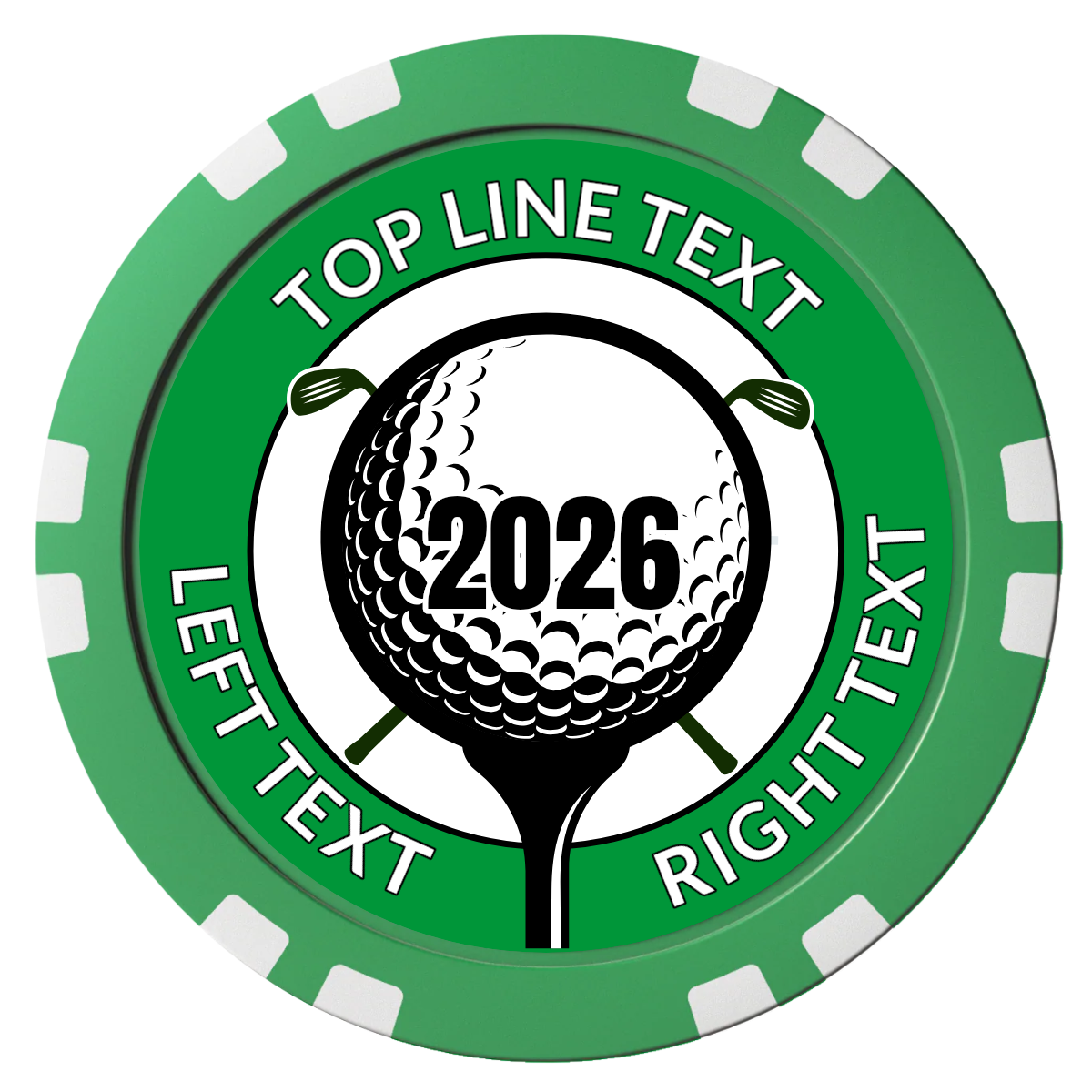 Tee it up Composite Poker Chips - Green / Double Stripe - Front