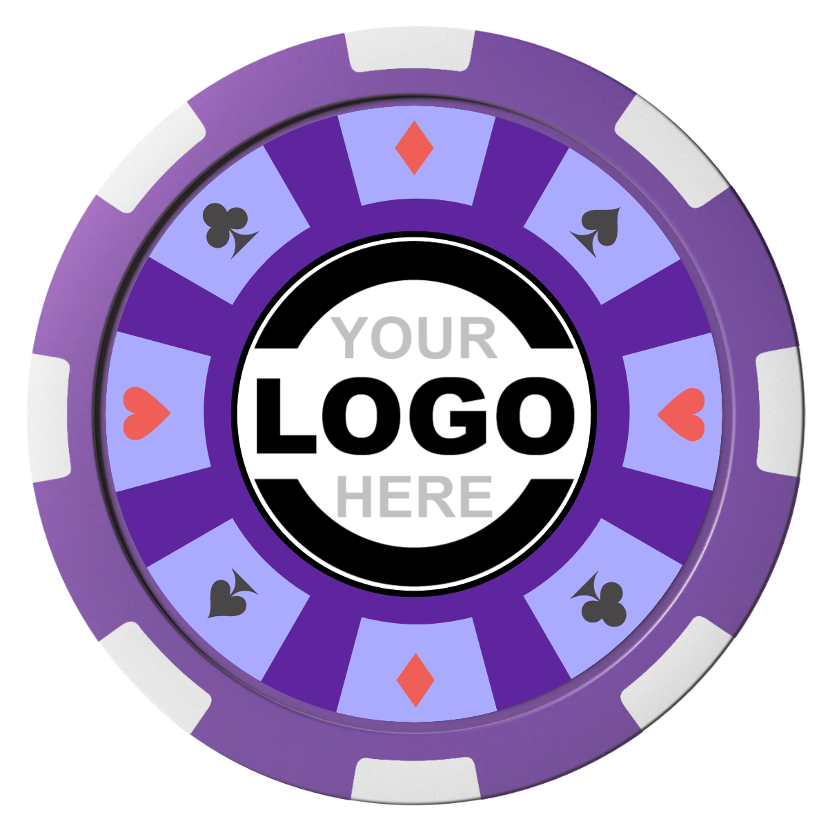 Suit 8 Your Logo Composite Poker Chips - Purple / 8 Spot - Front