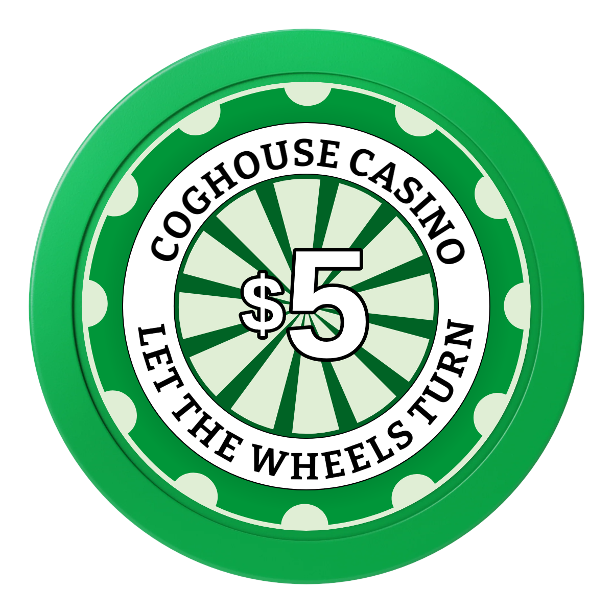 Cog House 2" Composite Dealer Button - Green - Front