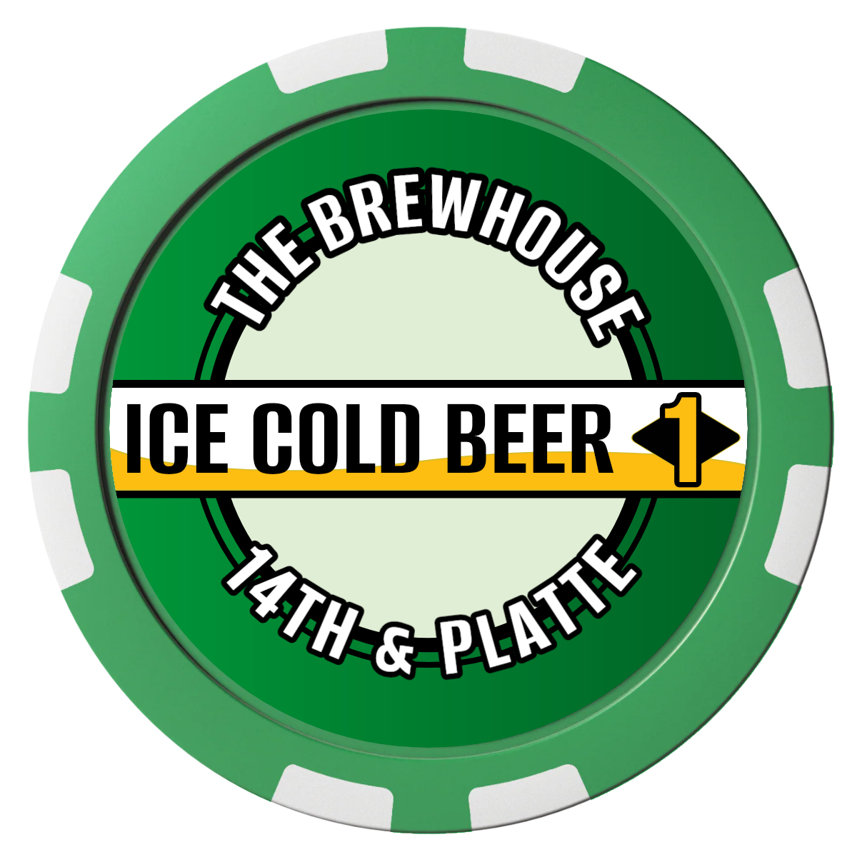 Ice Cold Beer Drink Token Composite Poker Chips - Green / 8 Stripe - Front