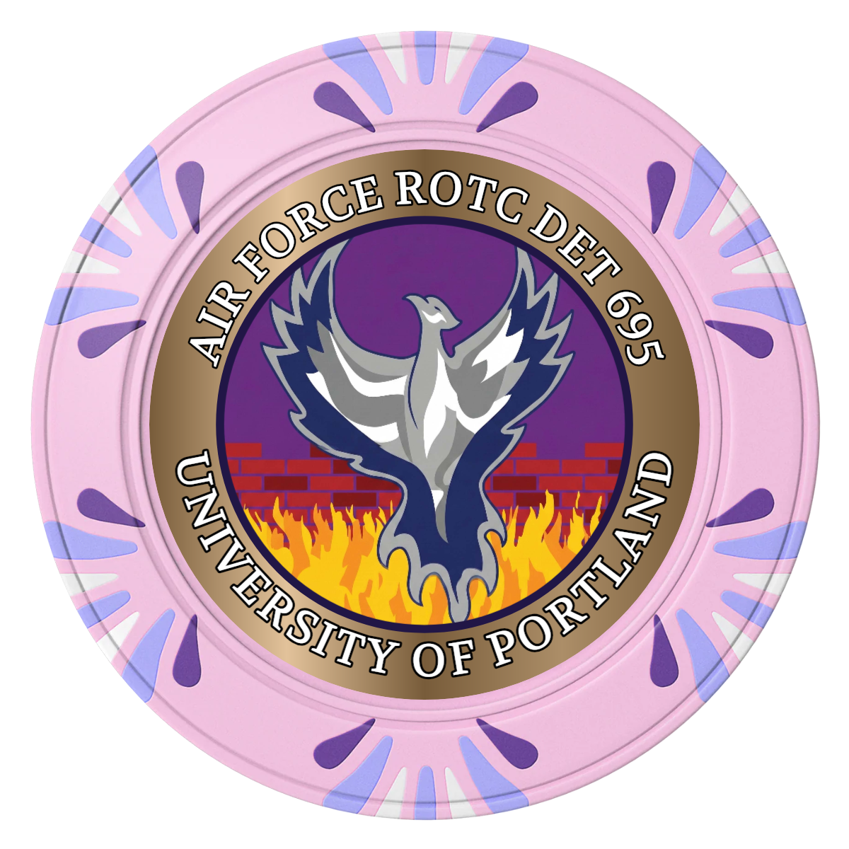 Air Force ROTC Det 695 Clay Poker Chips - Pink / Macau / 40mm - Front