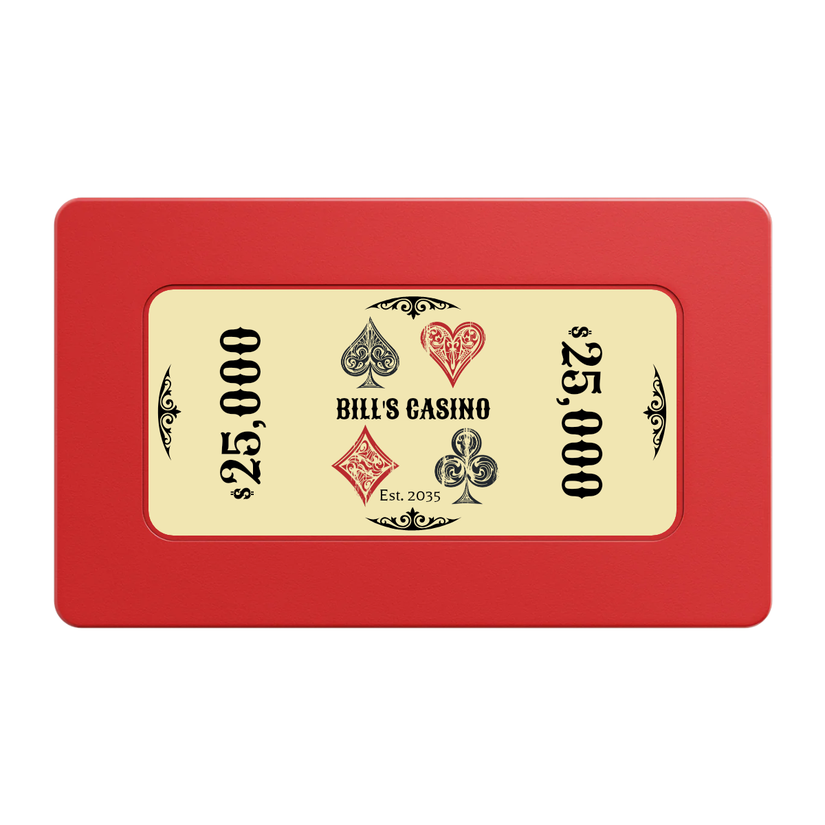 Vintage Four Suits Rectangular Poker Chip Plaques - Red - Back
