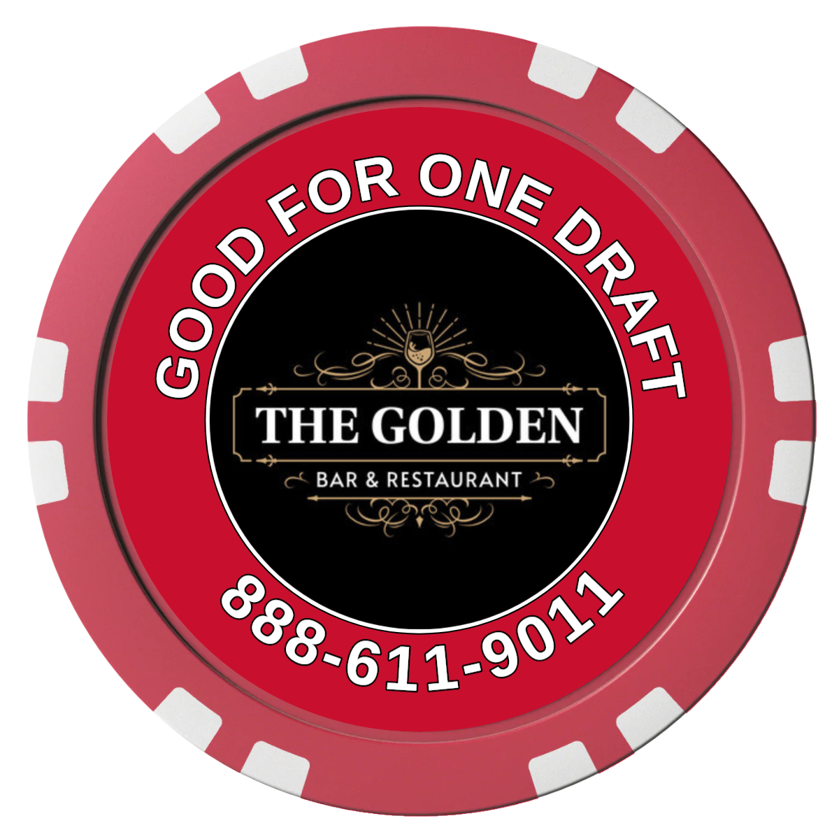 Branded Logo Bar Drink Token Composite Poker Chips - Red / Double Stripe - Front