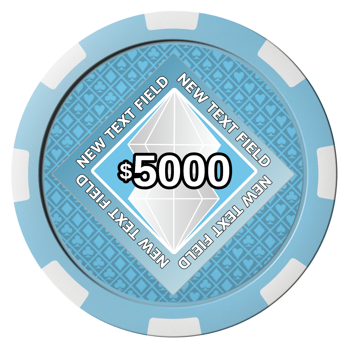 Diamond in the Rough Composite Poker Chips - Light Blue / 8 Spot - Front