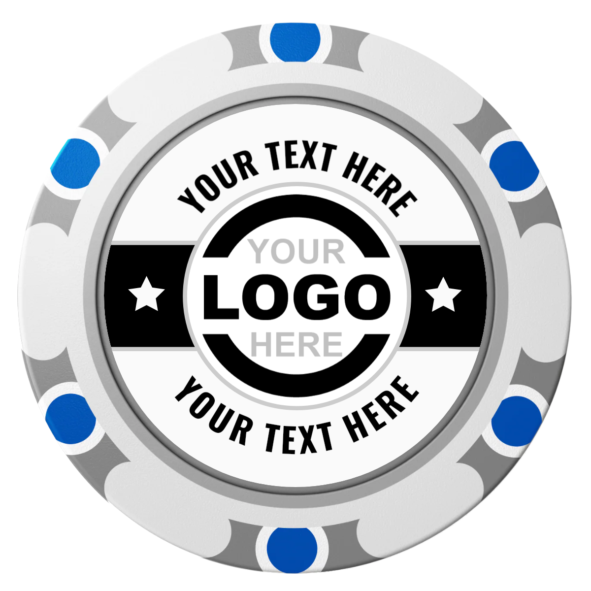 Star Banner Clay Poker Chips - White / Monte Carlo / 40mm - Front