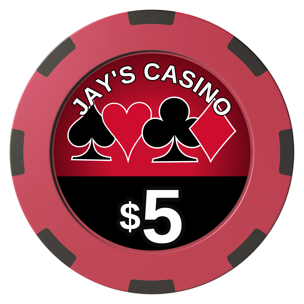 Jay's Casino Clay Poker Chips - Red / 8 Spot (2 Tone) / 40mm - Front